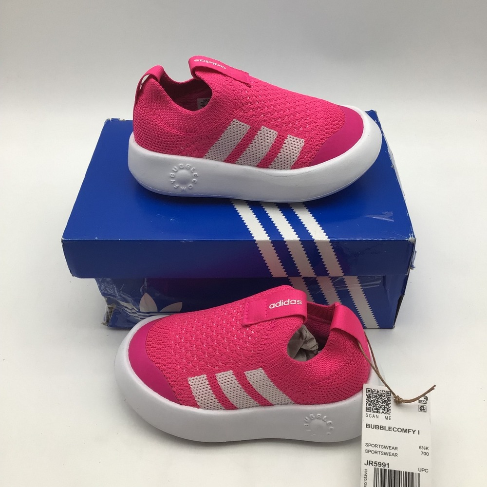Adidas‎ Bubble Comfy I Toddler Pink White Slip On Sneakers JR5991 Size 7K NEW